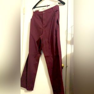 Burgundy plus size petite denim pants.